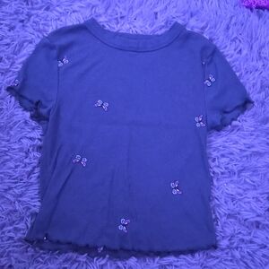 Rebellious One, Grey with blue and pink butterflies